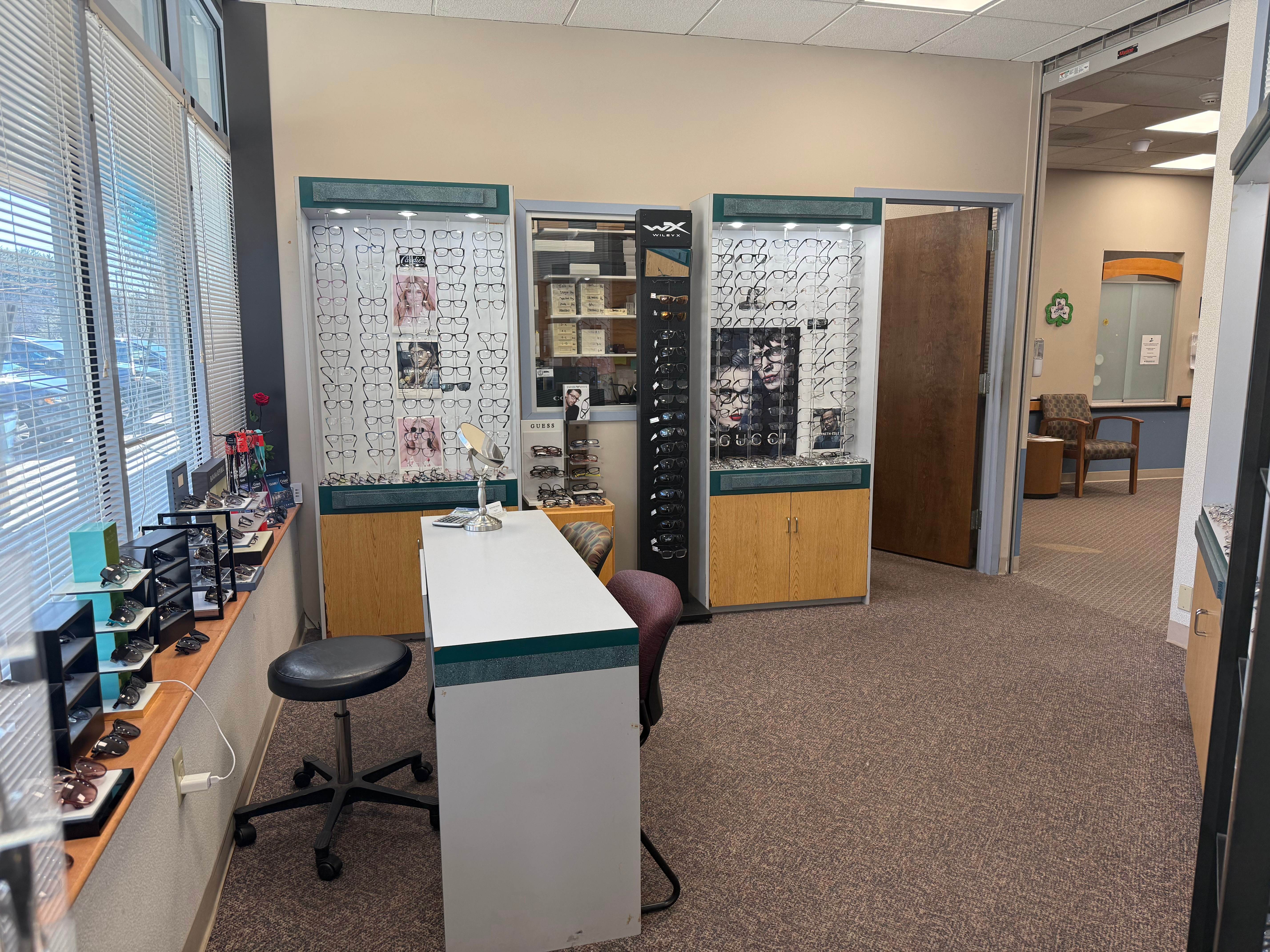 Professional consultation area with comprehensive frame selection